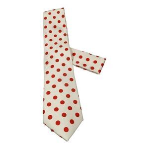 MEN'S ST. PATRICK WHITE/RED POLKA DOT TIE AND POCKET SQUARE SET.